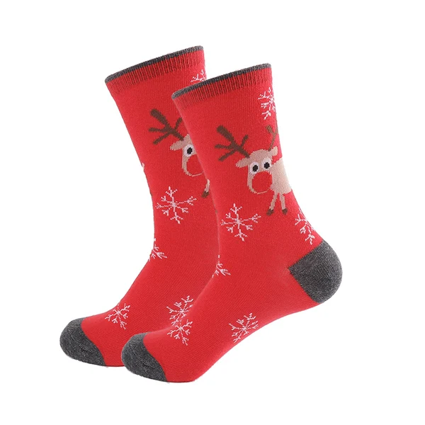 Осенне-зимние новые мягкие теплые рождественские носки из чесаного хлопка для женщин и мужчин, пара новогодних носков с изображением Санта-Клауса и елки с изображением снежного лося, подарки - Цвет: 8
