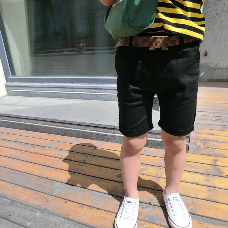 Spring Summer New Products Solid Color Versatile Children Black And White Shorts Medium-small tong zhong ku Fashion