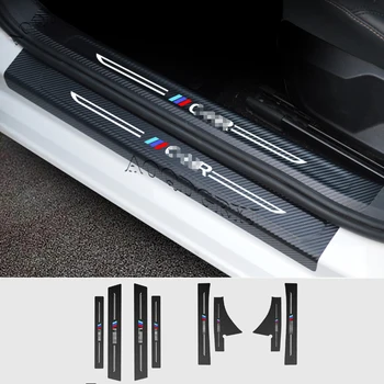 

For Toyota C-HR CHR 2018-2020 New Carbon fiber PU leather Door Plate Sill Scuff Cover Anti Scratch Trim Car Accessories