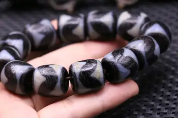 

energy Magical Tibetan Oily Tiger-tooth Abacus-shape dZi Bead Big Bracelet