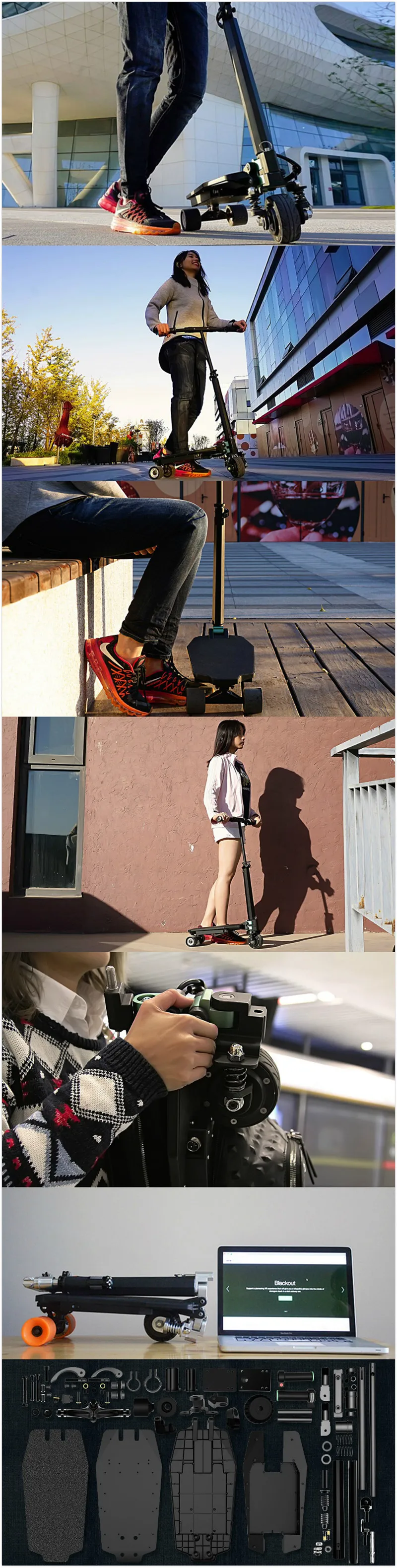 Folding Mini Electric Scooter 4 Inch Portable 3 Wheels Foldable Skateboard Hoverboard Kick Scooter kick-boards 5.3KG for Adults  (3)