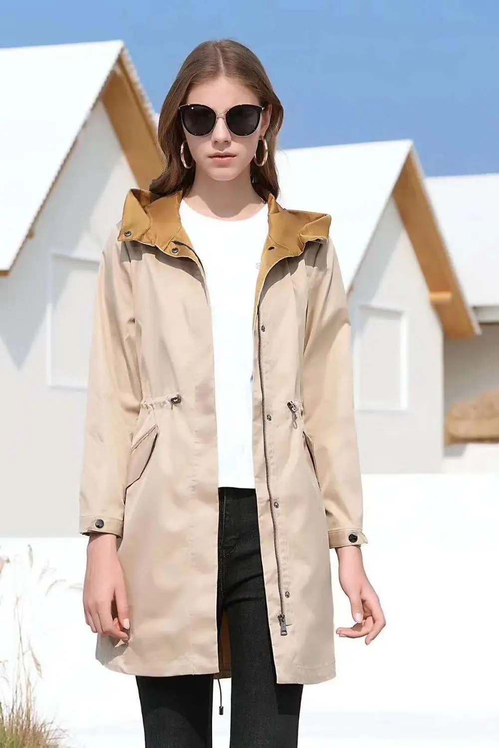 

2020 British Spring Autumn New Women's Noble temperament trench coat oversize belt long section Outwear Loose gas leisure