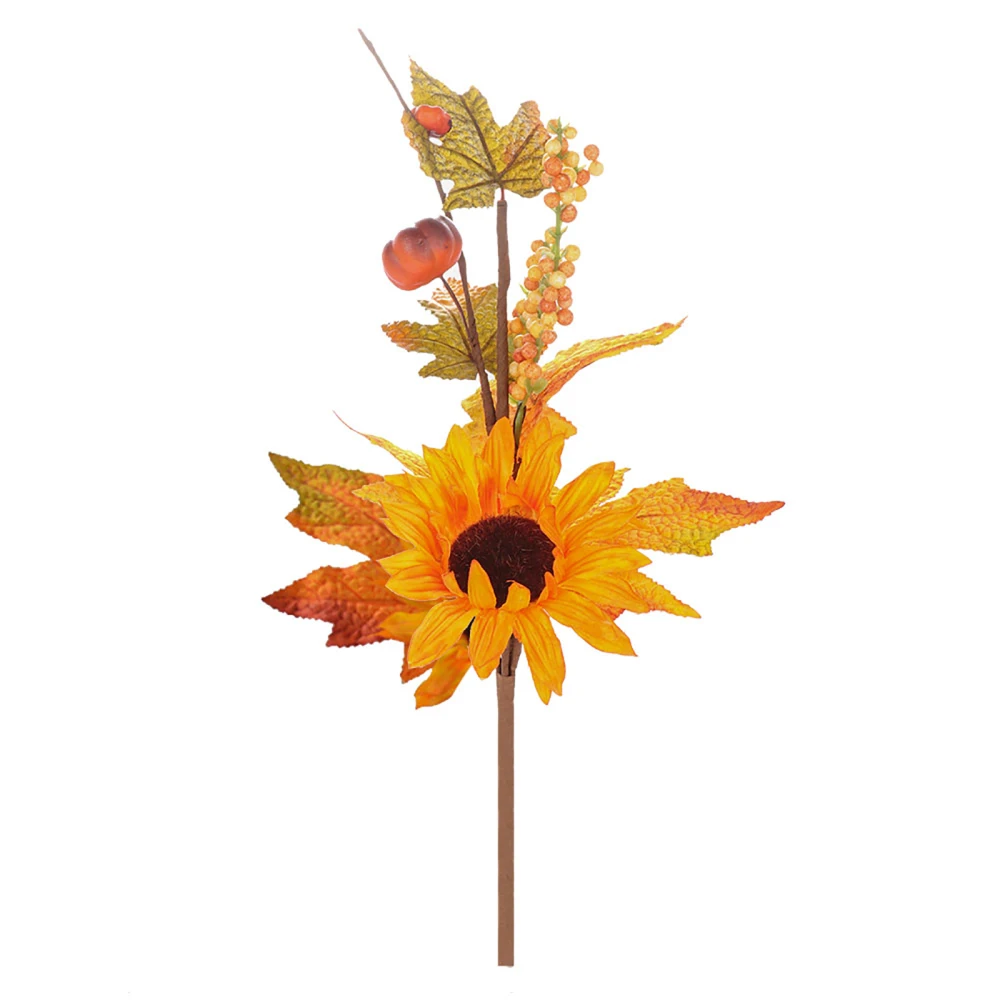 Artificial Flower Imulation Sunflower Fake Maple Leaf Bouquet Flowers 38cm Home Floral Autumn Thanksgiving Decoration Silk | Дом и сад