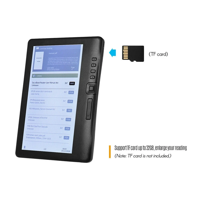 ABGN Hot-LCD 7 Inch Ebook Reader Color Screen Smart with HD Resolution Digital E-Book Video MP3 Music Player(16GB)