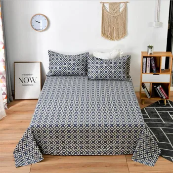 

3pcs/set Cotton Printed bed sheet fixed strap Soft Non-Slip King Queen Bed cover bedspread with pillowcase