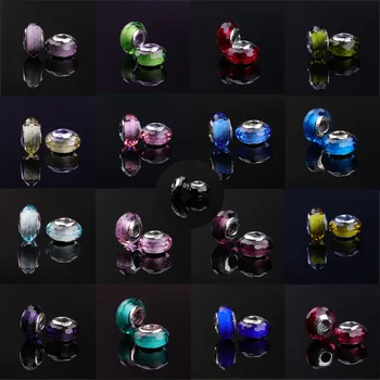 

2020 New 925 Sterling Silver Fashionable All-around Pure Color Glass Bead Creative Diamond Beads Fit Original Pandora Bracelet