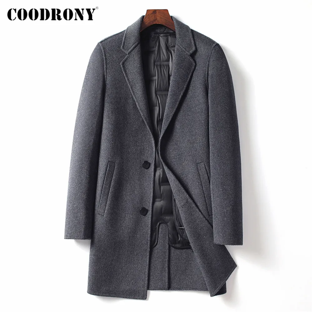 

COODRONY Brand Mens Wool Coat 2020 New Arrival Winter Thick Warm Down Jacket Top Quality Trench Male Fashion Long Overcoat Y8047