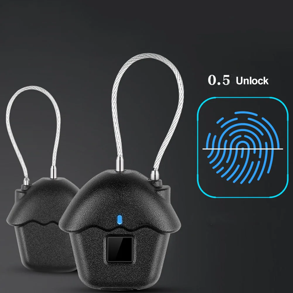 

Home Mini USB Rechargeable Door Smart Padlock Fingerprint Lock Waterproof Keyless Luggages Biometric Portable Zinc Alloy