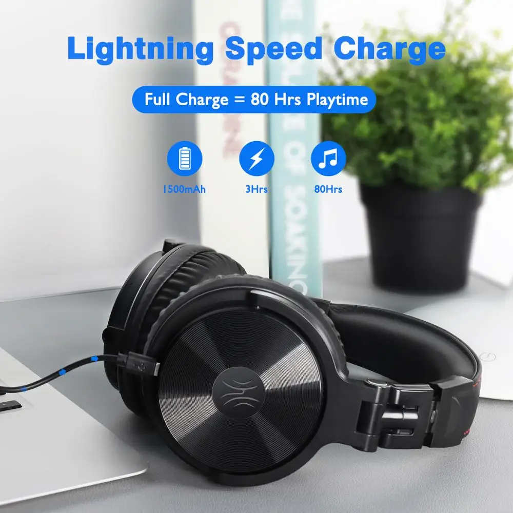 Беспроводные наушники Oneodio с микрофоном время воспроизведения 80 часов Bluetooth V5.0