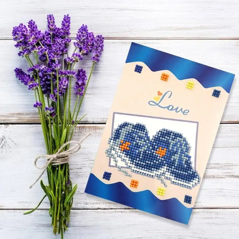 

5D DIY Cute Greeting Card Partial Drill Diamond Painting Christmas Customized Invitations for New Year Birthday Valentine Gift