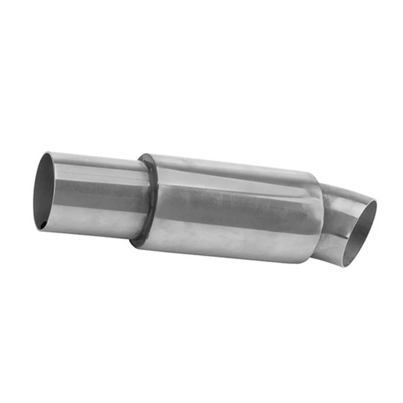 Universal Car 304 Stainless Steel Tail Throat Pipe Exhaust Muffler Silver 51Mm