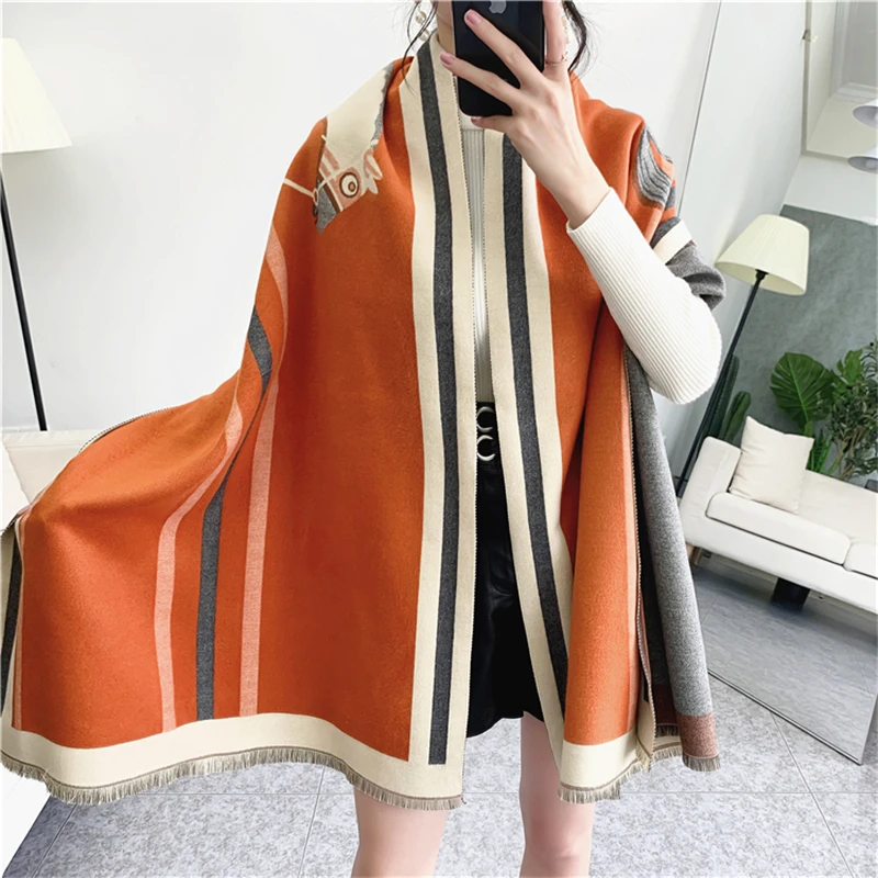 New Design Cashmere Scarf Thicken Warm Winter Scarf Women Pashmina Brand  Shawls Wraps 2023 Blanket Horse Scarves For Ladies - AliExpress