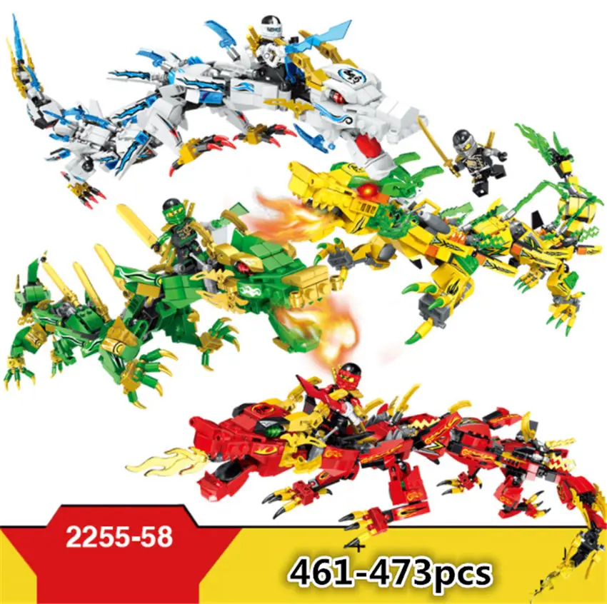 

52cm Hsanhe Mini Ninjago Set Building Blocks 3 in 1 Green Ninja Mech Dragon knight Garmadon Charlie DIY educational Bricks Toys
