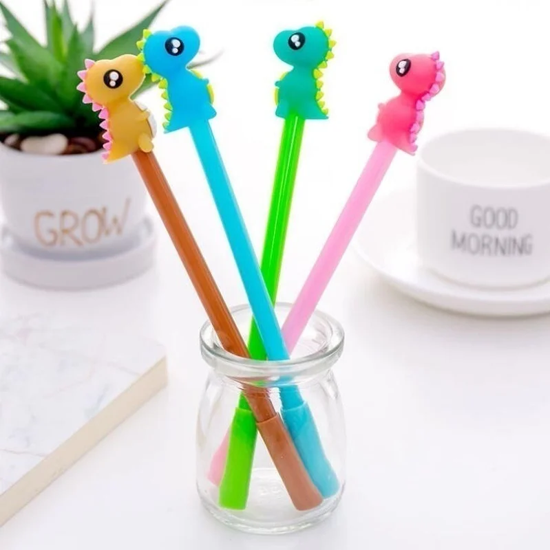 Ручки с динозаврами, Корейская Милая канцелярия, кавайный мультяшный динозавр, гелевая ручка, школьные офисные принадлежности, креативные подарки, цвет случайный