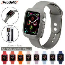 ProBefit Soft Silicone Bumper Watch Case+ WatchBand for Apple Watch 3 2 1 42MM 38MM Rubber Watch Strap for iWatch 5 4 40MM 44MM