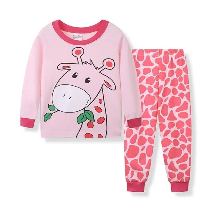 Пижамный комплект для маленьких мальчиков с длинными рукавами; сезон осень-зима; детская хлопковая домашняя одежда для сна; ночная рубашка; детская пижама для животных; комплект - Цвет: Лимонно-желтый