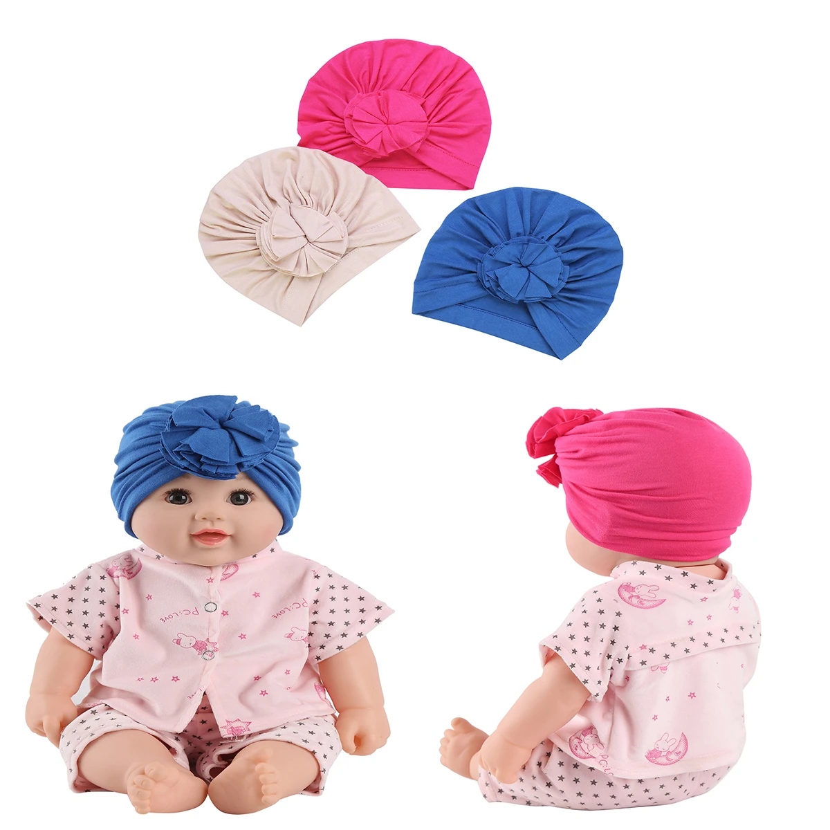 

3 шт унисекс Новорожденный Младенец Симпатичные детские шляпы тюрбан с узлом Хлопок повязка на голову Кепка малыш душ день рождения шляпа р...