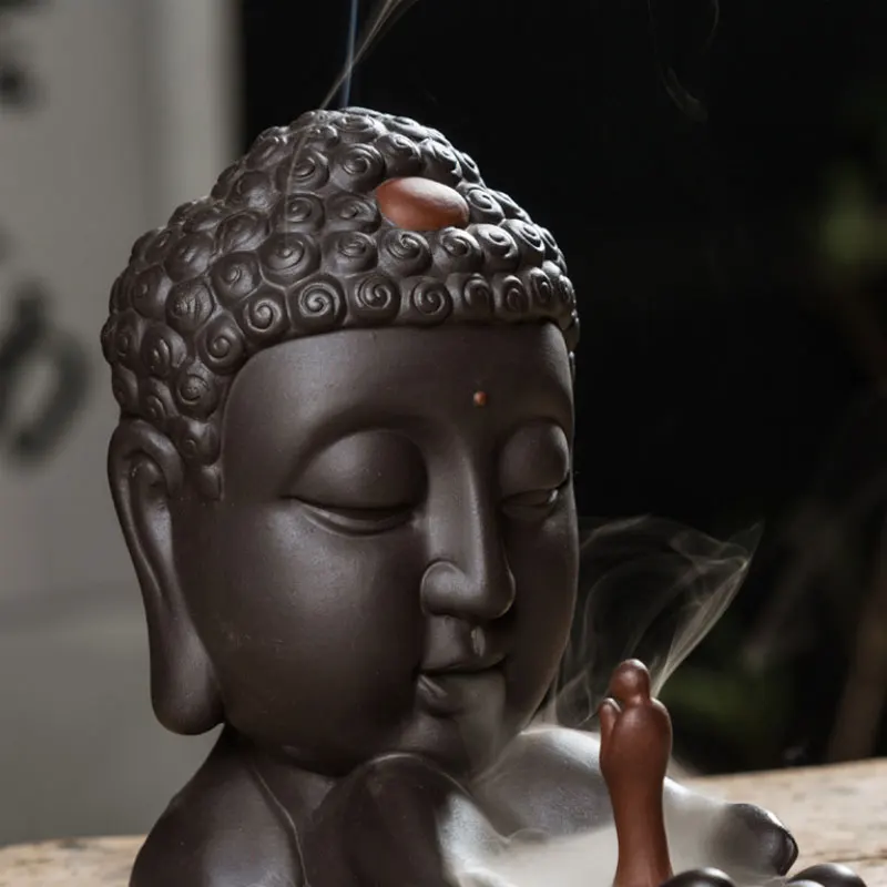 10 шт. благовония конусы+ обратная ароматическая горелка творческий домашний декор керамический будда ладан держатель буддийская кадильница