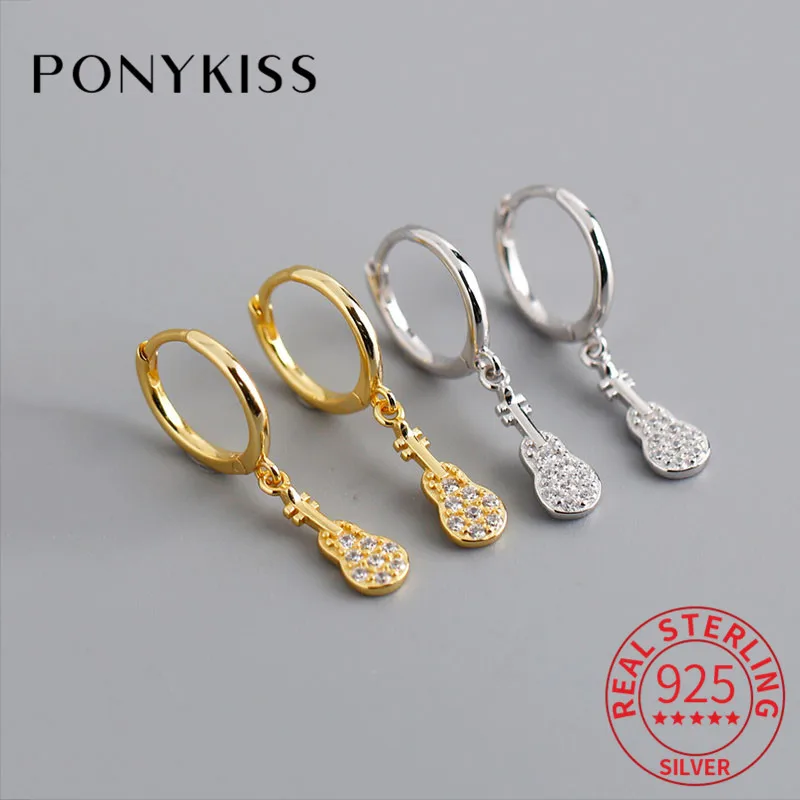 Серьги-кольца PONYKISS Настоящее серебро 925 пробы шикарные серьги-кольца с цирконием