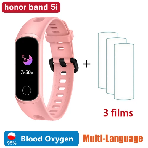 band5i pink film3 Honor band 5i, умный Браслет, измеритель уровня кислорода в крови, умные часы, трекер сердечного ритма, трекер сна, музыкальный контроль, напоминание о звонках - Color: band5i pink film3