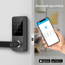 TTLOCK-cerradura de puerta inteligente de aleación de Zinc, cierre de puerta biométrico con tarjeta, contraseña, llave, huella dactilar, pantalla táctil