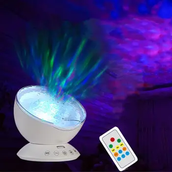 

7 Colors LED Projector Night Light Nightlight Sleep Mini Music Aurora Starry Sky Ocean Wave Remote Control Baby Lamp Kids Gift