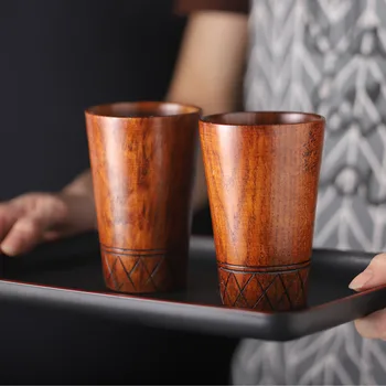

Natural Wooden Cup Coffee Tea Beer Juice Milk Water Drinking Mug bottle Reusable Environmental High Quality Handmade Vintage