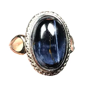 

Top Natural Blue Pietersite Ring Jewelry For Woman Lady Man Crystal 15x11mm Beads Namibia Stone 925 Silver Adjustable Ring AAAAA