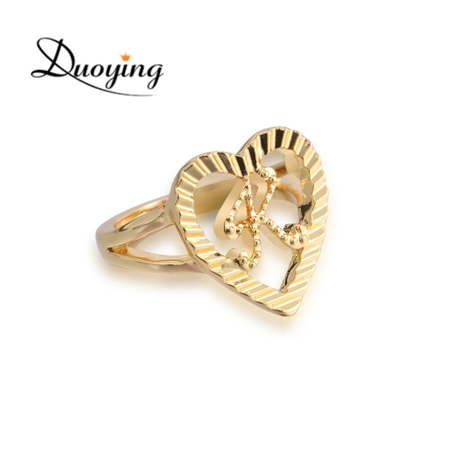 Initial-H White Diamond Ring in Yellow Gold Plated Sterling Silver -  7455877 - TJC