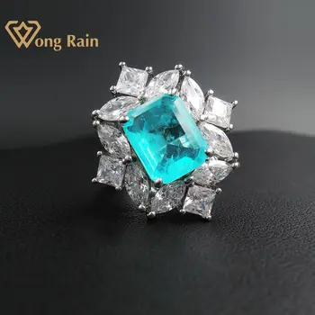

Wong Rain Vintage 925 Sterling Silver Paraiba Tourmaline Gemstone Wedding Engagement Diamonds Ring Gift Fine Jewelry Wholesale