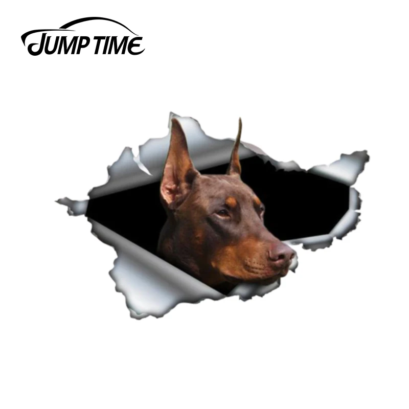 Время скачка 13 см x 8 коричневая наклейка doberman рваная металлическая на бампер