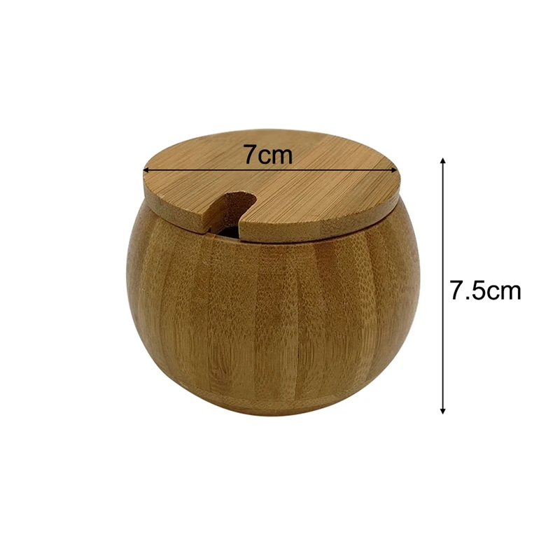 ABUI-Kitchen Bamboo Natural Salt Shaker Household Spice Bottle With Lid Storage Box Kitchen Accessories Seasoning Jar Wood Color