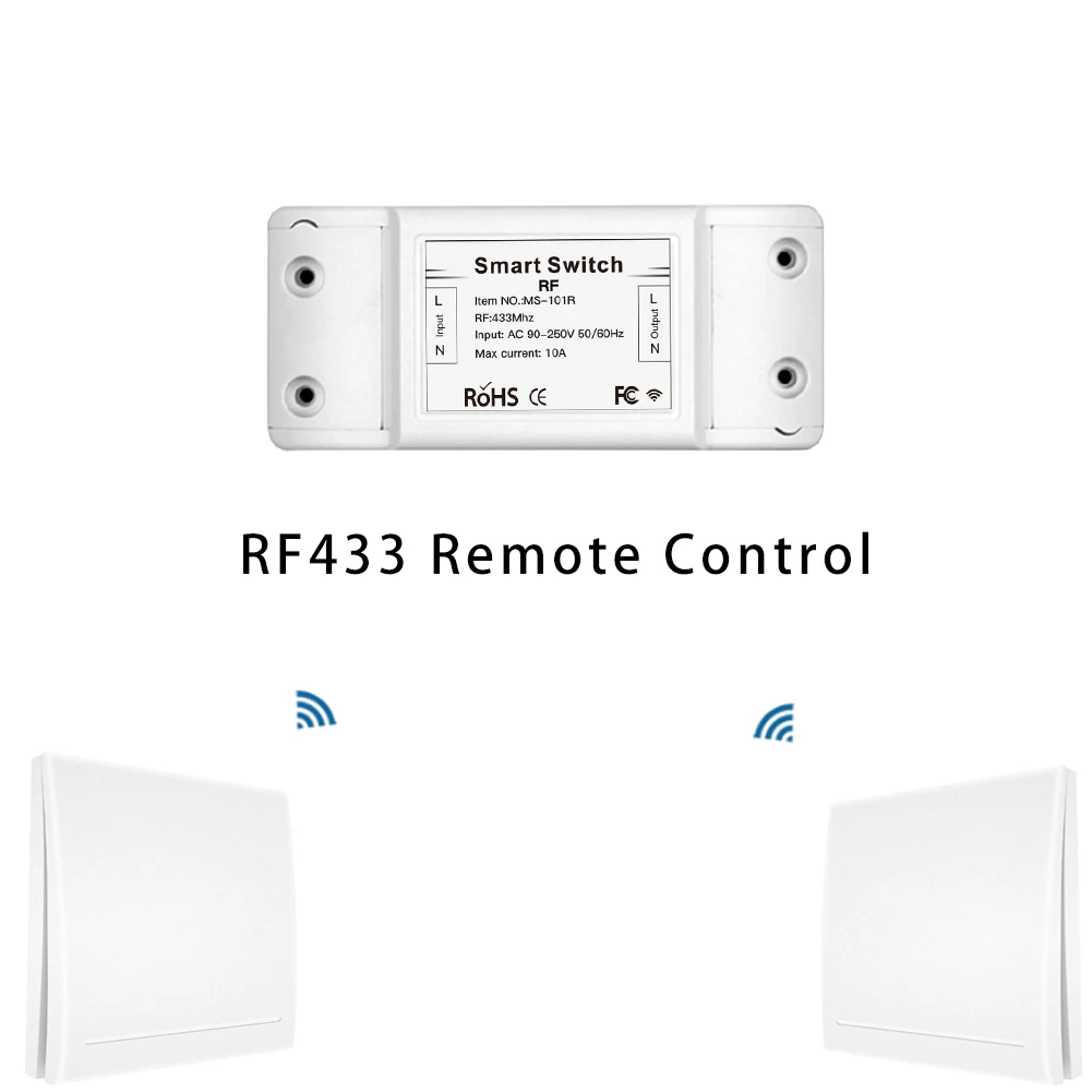 RF 433 Wireless Smart Switch Remote Control Receiver Push Button Controller Wall Panel Transmitter,2 way/3 way Multi-Control - Цвет: White Kit 2-Way