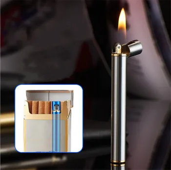 

Mini-cigarette Lighter Can Be Put In to The Cigarette Box Fine Grinding Wheel Zinc Alloy Refillable Butane -- Gasless Delivery