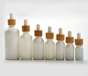 

Bamboo cap 1oz glass opal white porcelain ceramic essential oil dropper 100ml 50ml 30ml white bottle for essential oil/CBD/beard