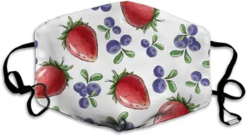 

Watercolor Blueberry Strawberry Fruit Half Face Mask Masks Cotton Windproof Anti Reusable Comfortable Breathable Balaclava
