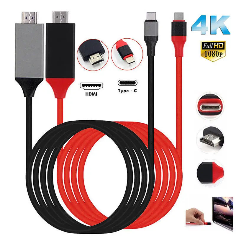 

2M HD Type C USB Phone To TV HDTV Projector Video Adapter HDMI Cable for Samsung Galaxy S8 S9 S10 Note 8 Note9 Note10 LG Macboo