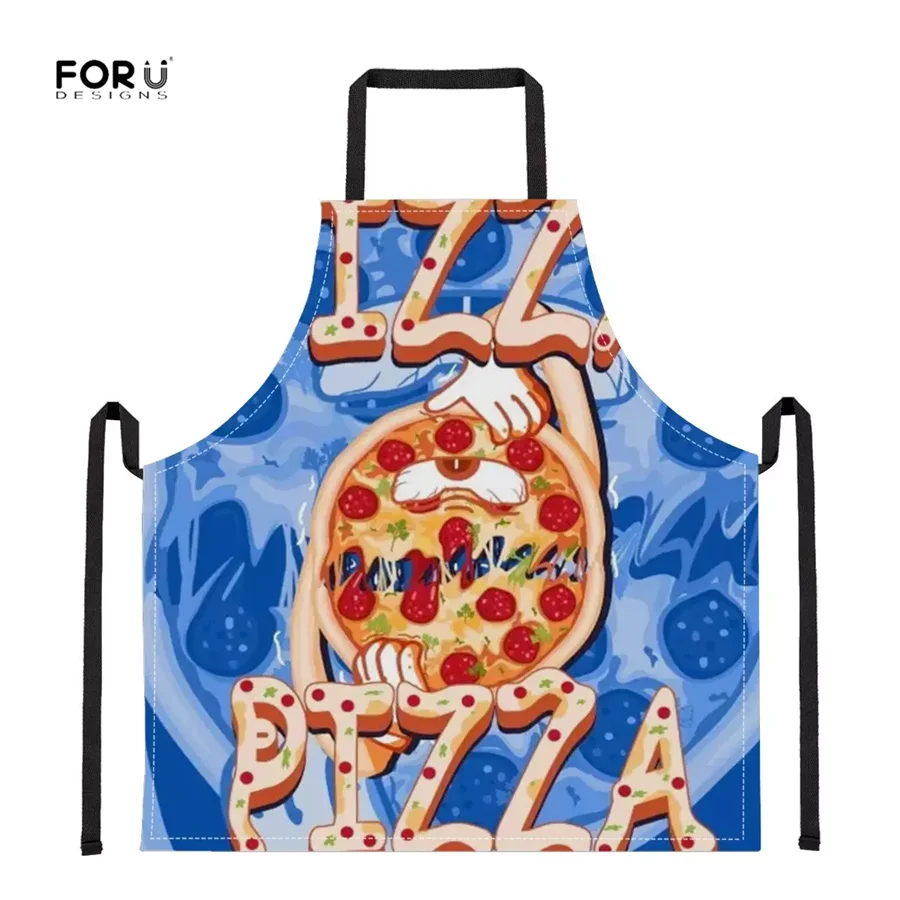 YY1700R FORUDESIGNS Pizza Printed Kitchen Aprons for Woman Oil-proof Chef Pinafore BBQ Party Cooking Baking Apron Home Cleaning Tools - Color: YY1700R