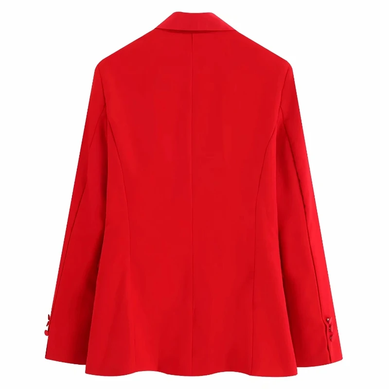 Женский элегантный двубортный Красный Блейзер с надрезом воротник длинный рукав костюм пальто женские повседневные стильные износоустойчивые кардиганы CT255