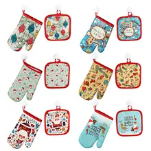 Анти-горячий коврик кухонные прихватки+ 1 шт. Жаростойкие перчатки Рождественское украшение для дома инструмент для выпечки формы для выпечки Кухонные инструменты