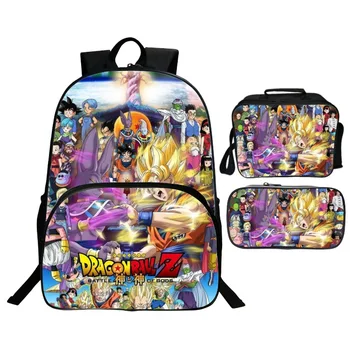 

Dragon Ball Super Broly Backpack Pencil Case School Bags for Teenager Boys Girls Lunch Backpack 3Pcs/Sets Kids Travel Rucksack