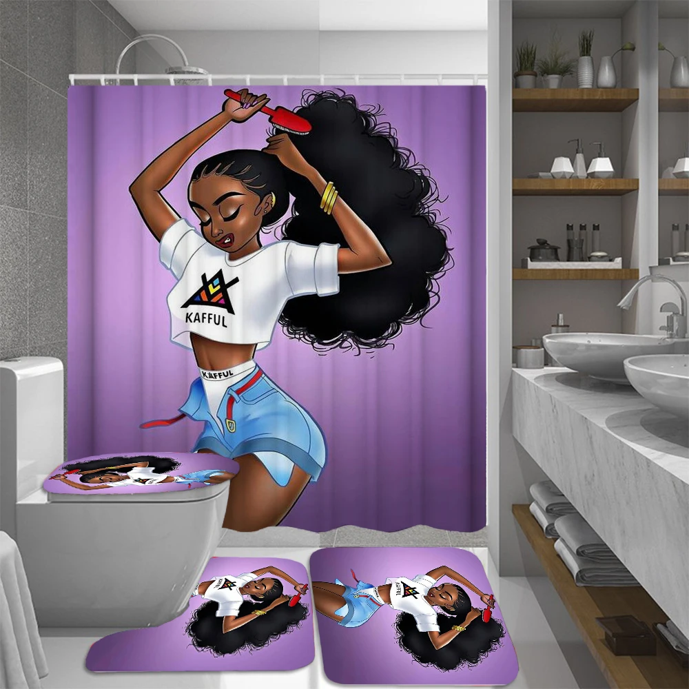 Модные африканские женские занавески для душа ванной Женская расческа девочек в