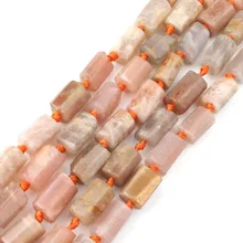 Натуральный камень цилиндрические бусины из солнечного камня для Аксессуары для ювелирных изделий DIY Шарм Браслеты ожерелье 8X11 мм 7,5 дюймов