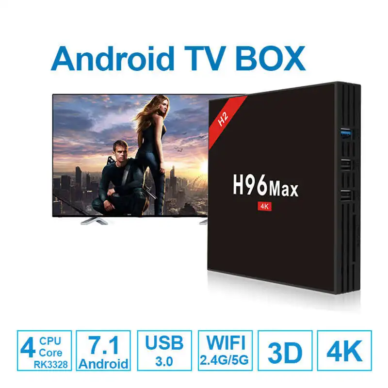 H96MAX-H2B Android 7,1 Smart tv Box Amlogic RK3328 четырехъядерный Wifi 2,4G/5G 4K видео медиаплеер для Live HD IP tv/VOD EPG Netflix