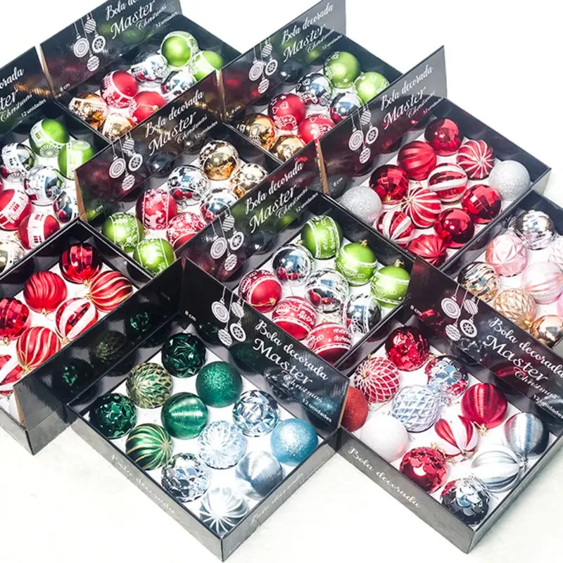 

12pcs 8cm Christmas Balls Party Baubles Xmas Tree Decoration Hanging Ornament Xmas Home Party Decor New Year Gift