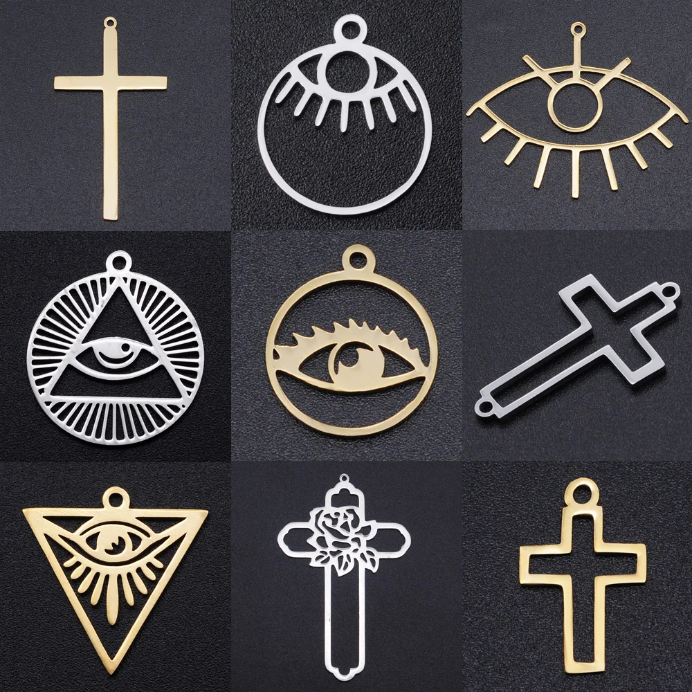 5pcs/lot Religious Cross DIY Charms Wholesale 100 Stainless Steel Evil