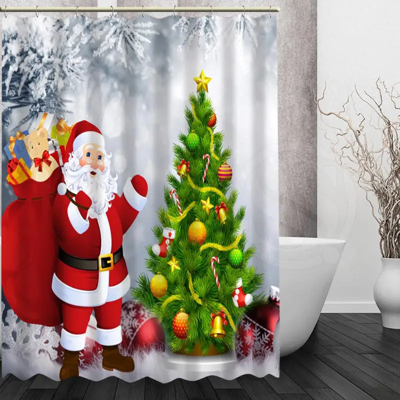 

Santa Claus@2 Bath Curtain Christmas series Acceptable Custom Polyester beautiful Shower Curtain Pattern Bathroom Decor