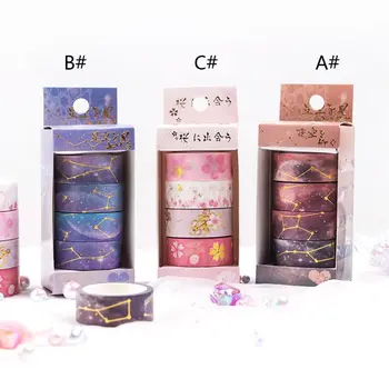 

Starry Sky Cherry Blossoms Washi Tape Set Adhesive Tape DIY Scrapbooking Sticker Label Stationery
