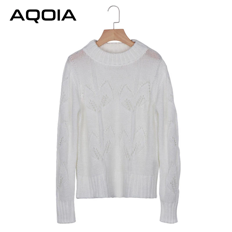 Skup AQOIA koreański, z długimi rękawami kobiety Withe sweter Plus Size golfem dzianiny damskie swetry swetry 2019 zima odzież damska