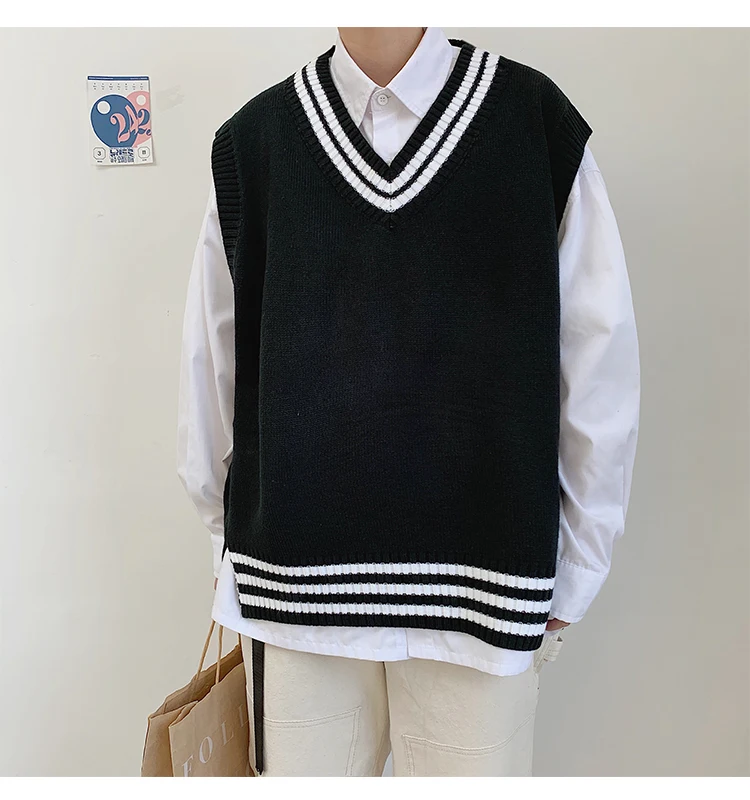 Осенне-зимний мужской свободный свитер с круглым вырезом в Корейском стиле Модная рубашка пуловер M-2XL